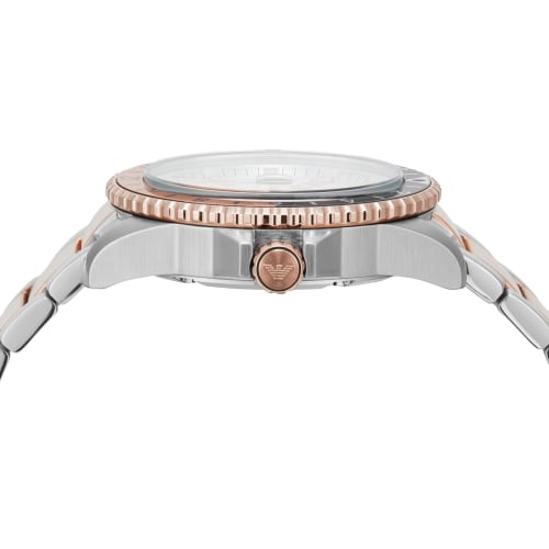 Emporio Armani WORLD EXPLORER AR11591 Men's Watch In Silver and Pink Gold