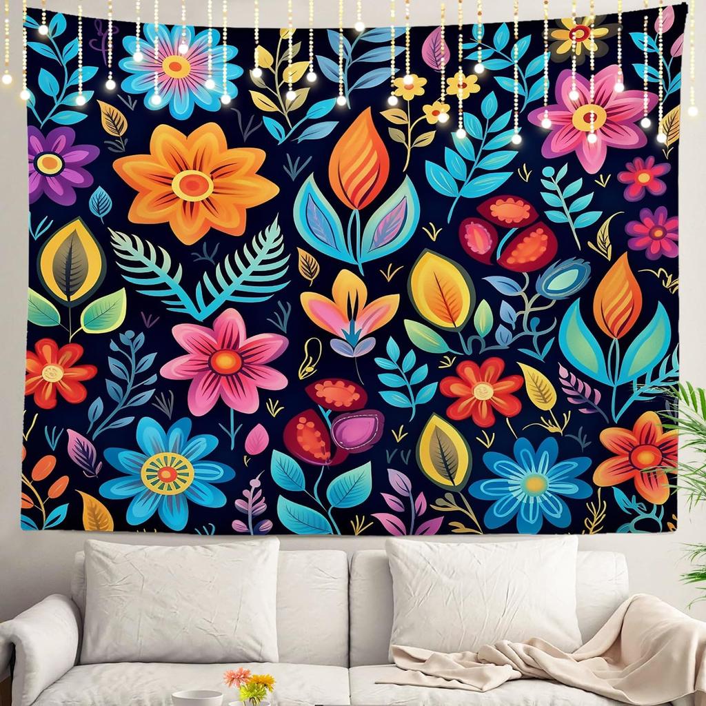 Blue Abstract Stripes Wall Tapestry,Modern Wall Hanging Large Tapestry Decoration Polyester Fiber White Hem Around for Dorm Room