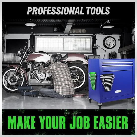 1 Pair Magnetic Wrench Storage Brackets 12-slot Compact Design Easy Installation Brackets for SAE And Metric Wrenches