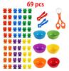 Colorful Counting Bears With Sorting Cups  Tweezers Toddler Counting  Color Sorting Educational Toy Gift For Kids Boys Girls