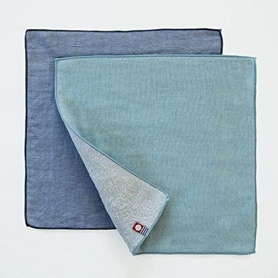 Top Factory Imabari Towel Handkerchief Men Women 25cm25cm Gift Brand Cotton Set Iroha Plain Gauze B 2 Pieces (Dark Blue Light Blue)