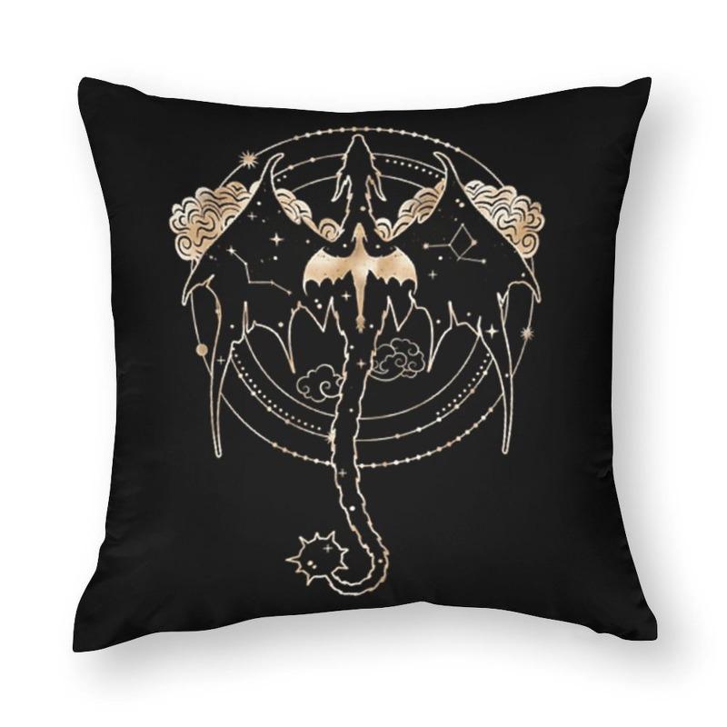 pc Celestial Dragon Pattern Pillow Cover Gold and Black Mythical Art Cushion Case for Living Room Bedroom Home Decor Gift