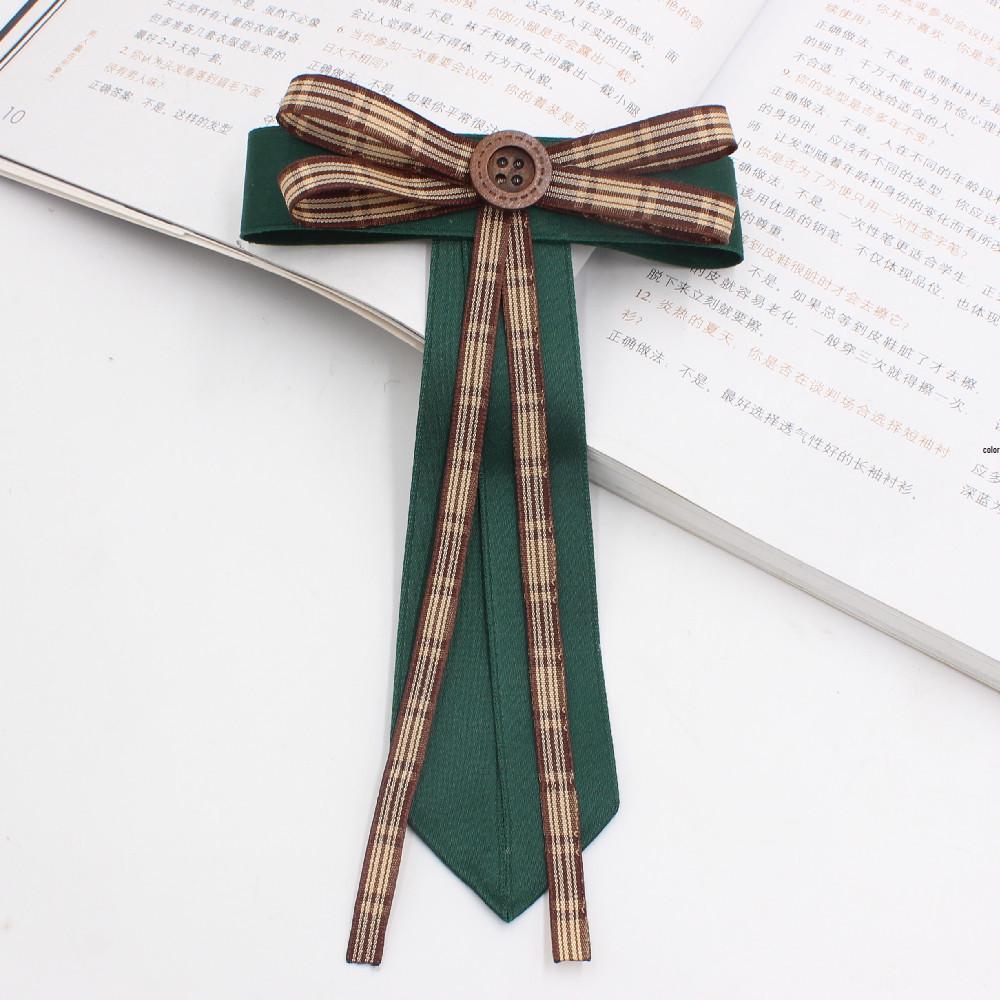 Plaid Women s Lapel Flower Bow Tie - New Spring Accessory темно-зеленого