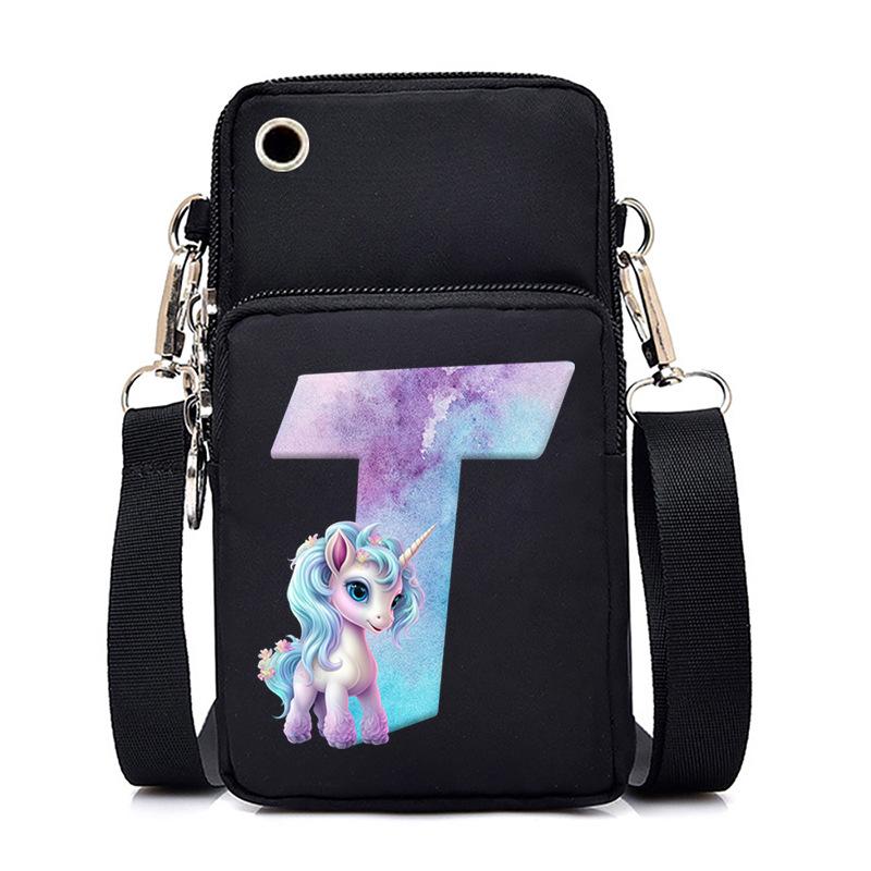 Sac de téléphone portable à imprimé lettre Licorne Léger à transporter Sac bandoulière multifonction