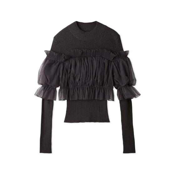 SNIDEL Tulle Off Shoulder Docking Knit Pullover SWNT245090 Women s