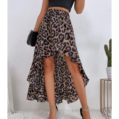 Jupe taille haute tendance décontractée pour femmes, jupe imprimée irrégulière, jupe trapèze mi-corps, jupes coréennes à fleurs