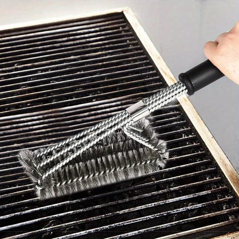 Barbecue Grill Stainless Steel BBQ Brush Wire Bristles Non-stick Cleaning Brushes with Handle Remove Stains BBQ Accessories