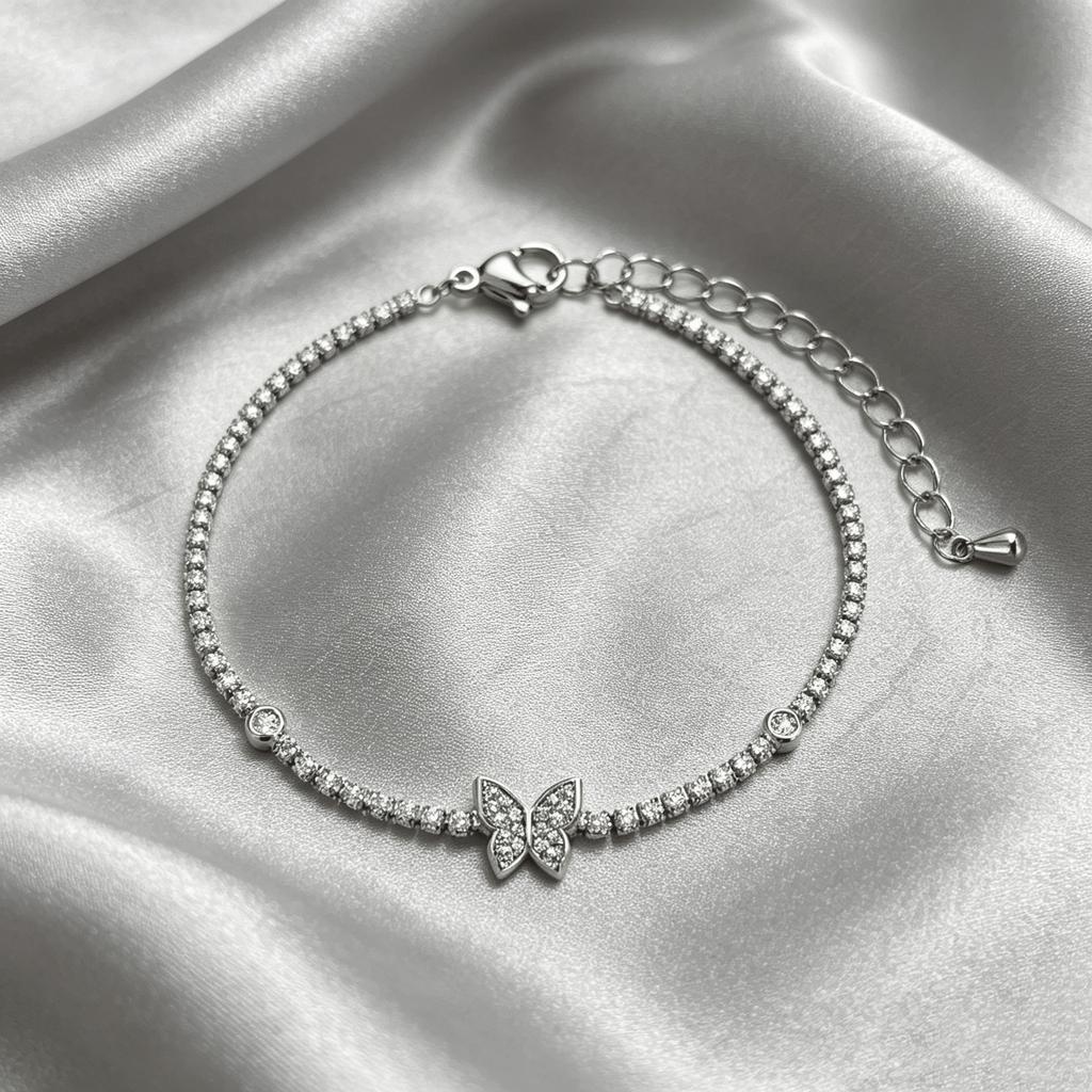 Delicate Fashion Butterfly Charm CZ 14K Gold Plated Brass Bracelet Extension Occasion Gift for Woman Daily Wear Fine Jewellry