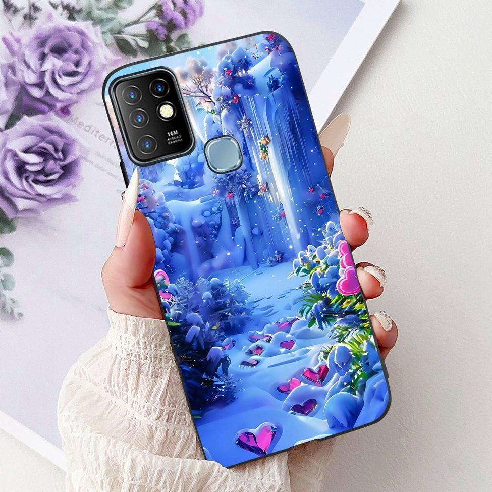 For Infinix Hot 10 Case Silicone Cute Cat Fashion Flowers Luxury Painted Back Cover For Inifnix Hot 10 Phone Case X682B X682C