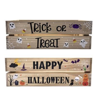 Natural Wood Candy Storage Box for Halloween Parties Durable Handcrafted Home Organization