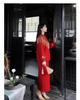Winter 2026 Red High-End Double-Sided Wool Coat and Skirt Suit for Women, Chinese Style - NY033.