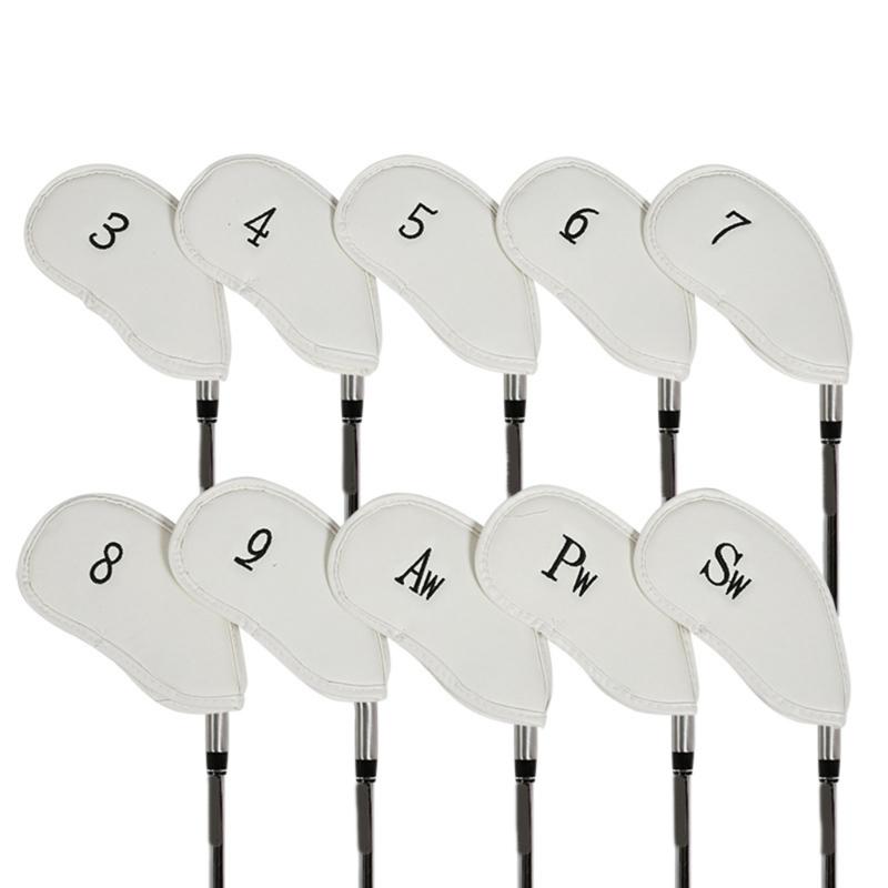 10Pcs Golf Head Cover Color Leather Iron Cover Golf Club Cover with Big Number