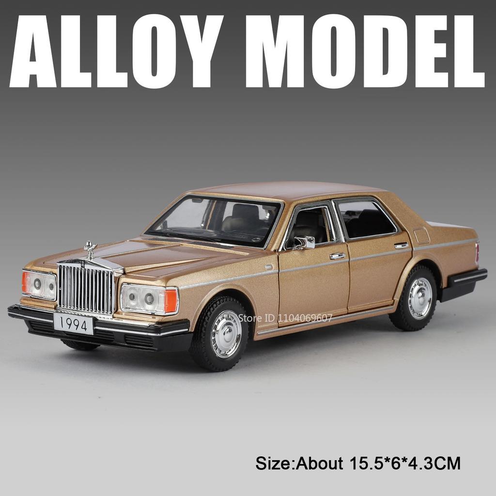 1:32 Model Toy Car Rolls-royce Phantom Silver Spur Alloy Diecast Sound Light Doors Opened Pull Back Simulation Vehicles for Kids