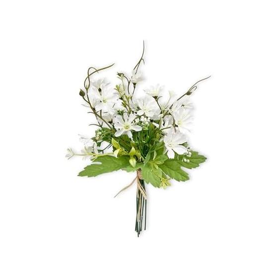 Mamawreath Artificial Flowers Natural Ellie White Bundle 1 Bundle Bouquet Bush Wall Hanging Bouquet Artificial Flower White Fake Interior Table