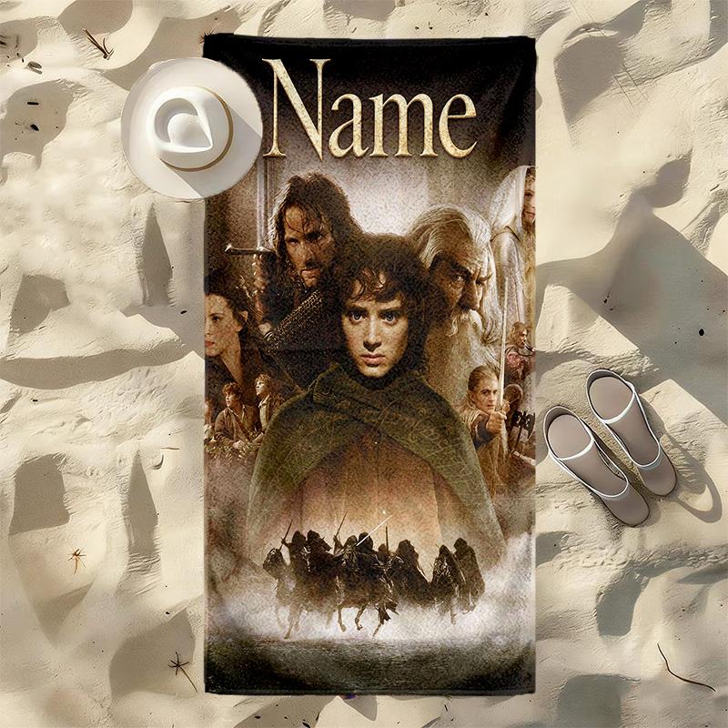 Personalized Name Middleearth printed beach towel,a quick-drying, absorbent mat suitable for the beach, pool, gym, and travel fans gift 18