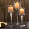 Frcolor Candle Holder Glass Set of 3 Tall Candle Stand Transparent Aroma Candle Candlestick for Home Dining Room Romantic Atmosphere