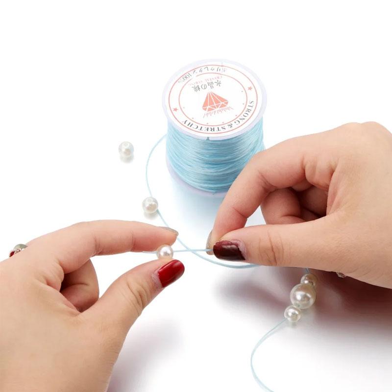 1Roll Beading Thread Accessories Flat Elastic Thread Elasticity Spandex DIY 0.8mm Elastic Cord Hand Knitting