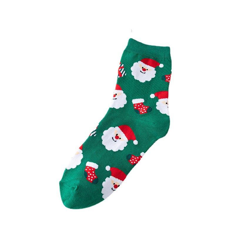 Christmas Socks, Female Autumn and Winter Cartoon Mid-calf Socks, Santa Claus, Reindeer, Snowman, Cute Big Red Socks