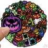 50Pcs/Set Neon Color. KUSO Funny Halloween Scary Horror Stickers DIY Fashion Waterproof Doodle Decals Stickers