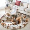 Squirrel Round Area Rug,Carpet Rug for Living Room Bedroom Sofa Playroom Decor,Non-slip Floor Mat