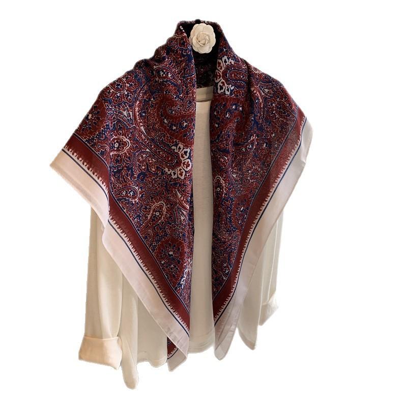 Elegant Square Scarf Women Lightweight Cotton Wrap Shawl UV Protection Stylish Boho Fall Winter
