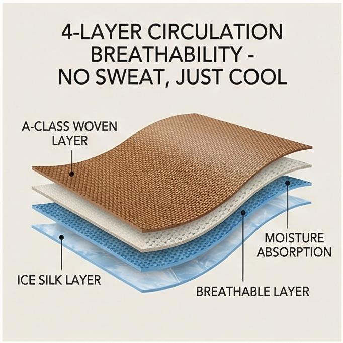 Machine Washable Ice Silk Cooling Mat 150x200/180x200cm, Soft Fitted Sheet 3-Piece Set, Gentle for Sensitive Skin