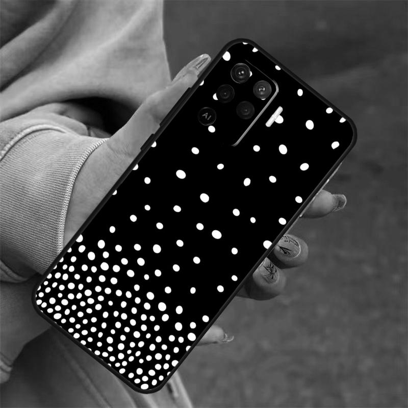 Black And White Polka Dot For OPPO A53S A57S A54 A74 A94 A17 A77 A58 A78 A98 A5 A9 A96 A76 A16 A52 A72 A79 A15 Case