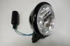 5.5-inch Bates-style Headlight, Black Body, H4 Bulb, Custom Headlight with Clear Lens.