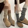 Womens Winter Warm Ribbed Knit Leg Warmers Japanese Style Harajuku Vintage Colorblock Long Boot Socks Thermal Leg Cover