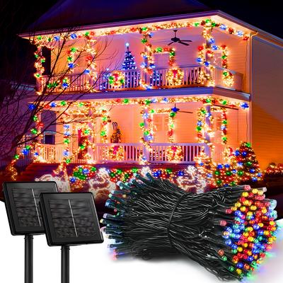 Luci a stringa solari a LED da 7 m e 5 m RGB, luci a stringa solari bianche calde, impermeabili, per giardino, patio, matrimonio, festa, decorazione