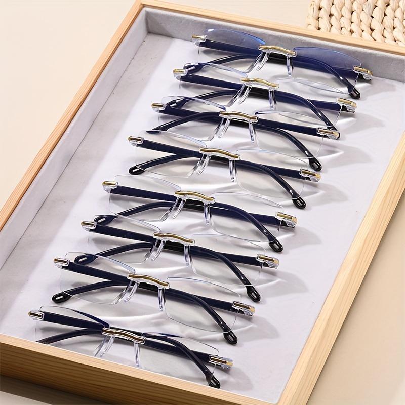 

8 Pairs of Classic Frameless Anti Blue Light Computer Reading Glasses Unisex Goggles The Best Gift for The Elderly 3.0