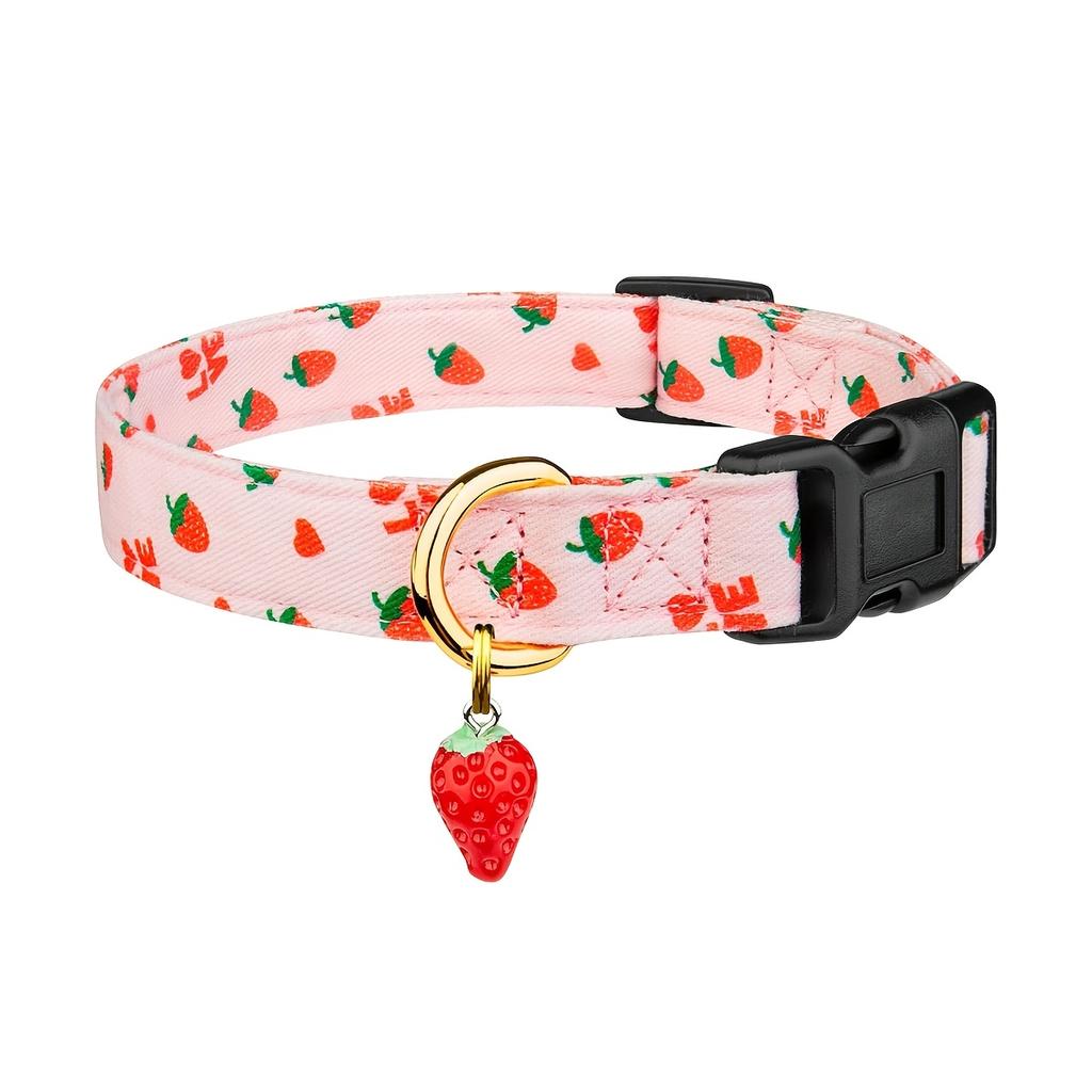 1 Piece of Handmade Dog Collar with Cute and Unique Pattern White and Pink Love Pendant