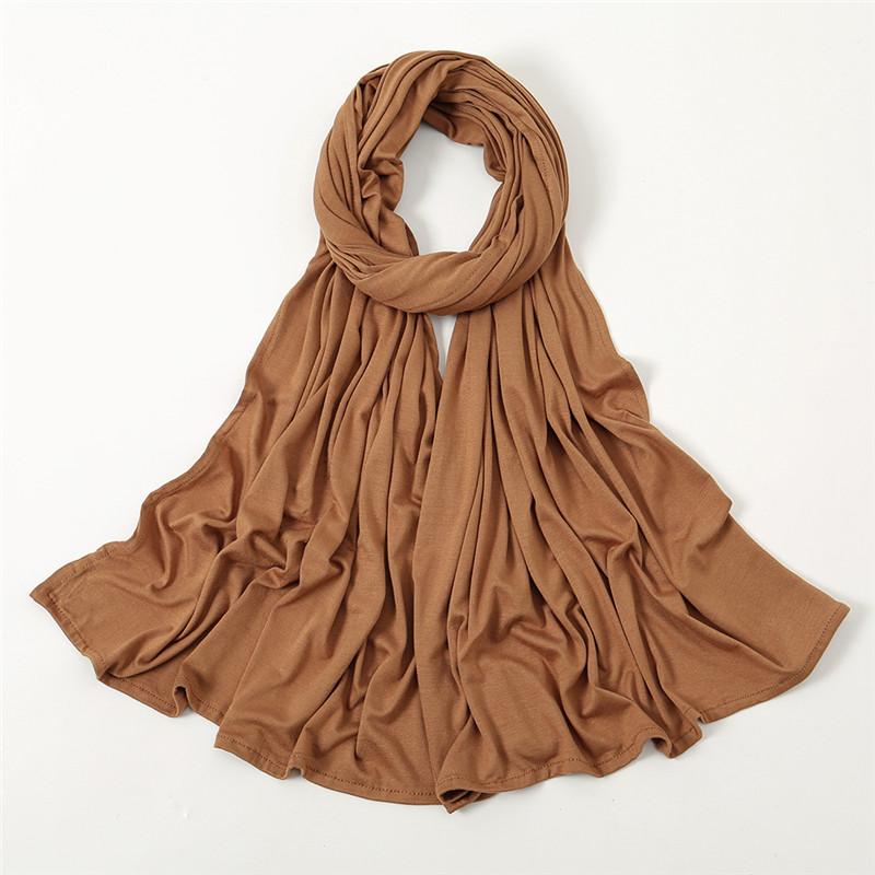 Plain Jersey Thick Hijab Scarf Cotton Polyester Wrap Elasticity Shawls Foulards Long Stretchy Turban Muslim Head Snood 180*60Cm