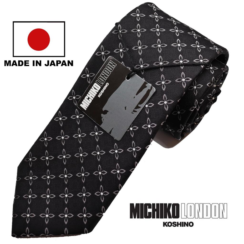 Michiko London Bonded Fabric with Lining for Made In KOSHINO Brand Komon Wrinkle-Resistant Volume, Japan, Necktie, Pattern, 100% Silk, Unisex, MKJ-041