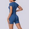 European and American seamless solid color breathable tight high elastic short-sleeved shorts set sports running fitness yoga clothes women