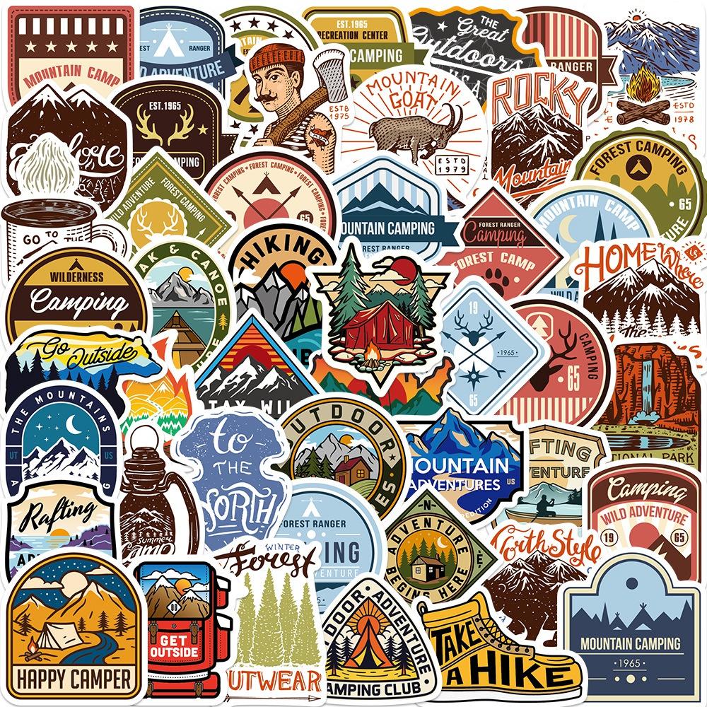 10/50Pcs Cartoon Outdoor Camping Sticker Outdoor Travel Graffiti Kids Toy Skateboard Car Motorcycle Bicycle Sticker Decals