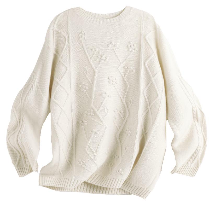 

PALUOPO Women s Round Neck Cable Knit Cashmere Sweater S 95