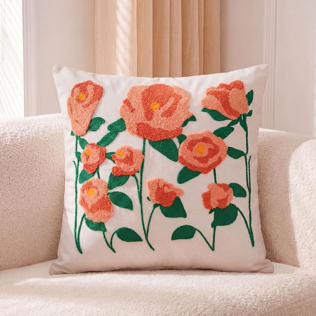 Embroidered Towel Cushion Pillow, Dropshipping, Ins-style Sofa Pillow, Home Bedside Cushion