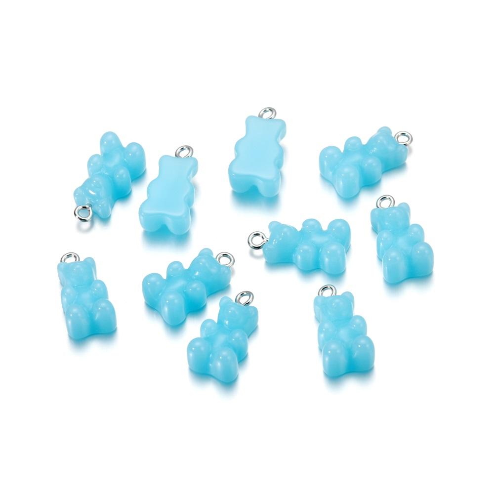 10pcs/lot Candy Color Resin Mini Bear Charms For Cute Earrings Pendants Necklaces Bracelets DIY Jewelry Making Accessories