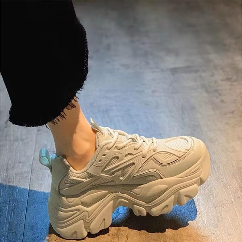 Thick-soled heightening sneakers ins tide spring and autumn super fire port style chic student muffin single shoes