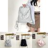 Girls Canvas Backpack With Drawstring Hood And Angel Wing Pattern For Daily Use And Travel