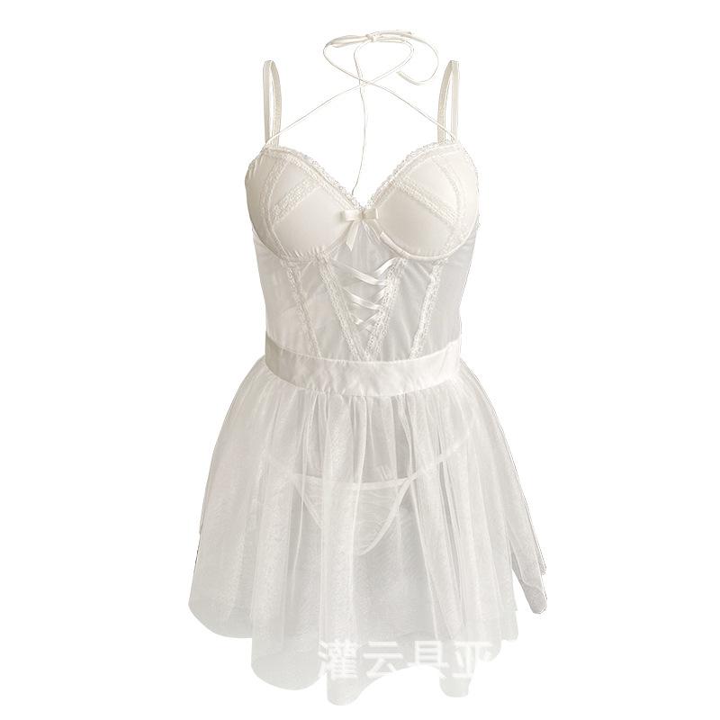 Sex Underwear Pure and Sexy Lace Transparent Tulle Pajamas Sultry and Tempting Skirt Free On the Bed
