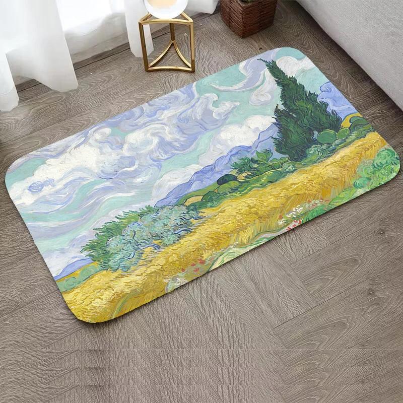 Vincent Van Gogh Starry Night Carpet Art Abstract Rugs Forest Night View Soft Floor Mat for Home Living Room Bedroom Dorm Decor
