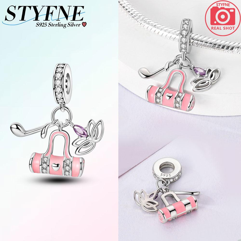 Pink Golf Bag Club Pendants Copper Original Beads Fit Original Charms Bracelet Beads Jewelry Gifts For Women