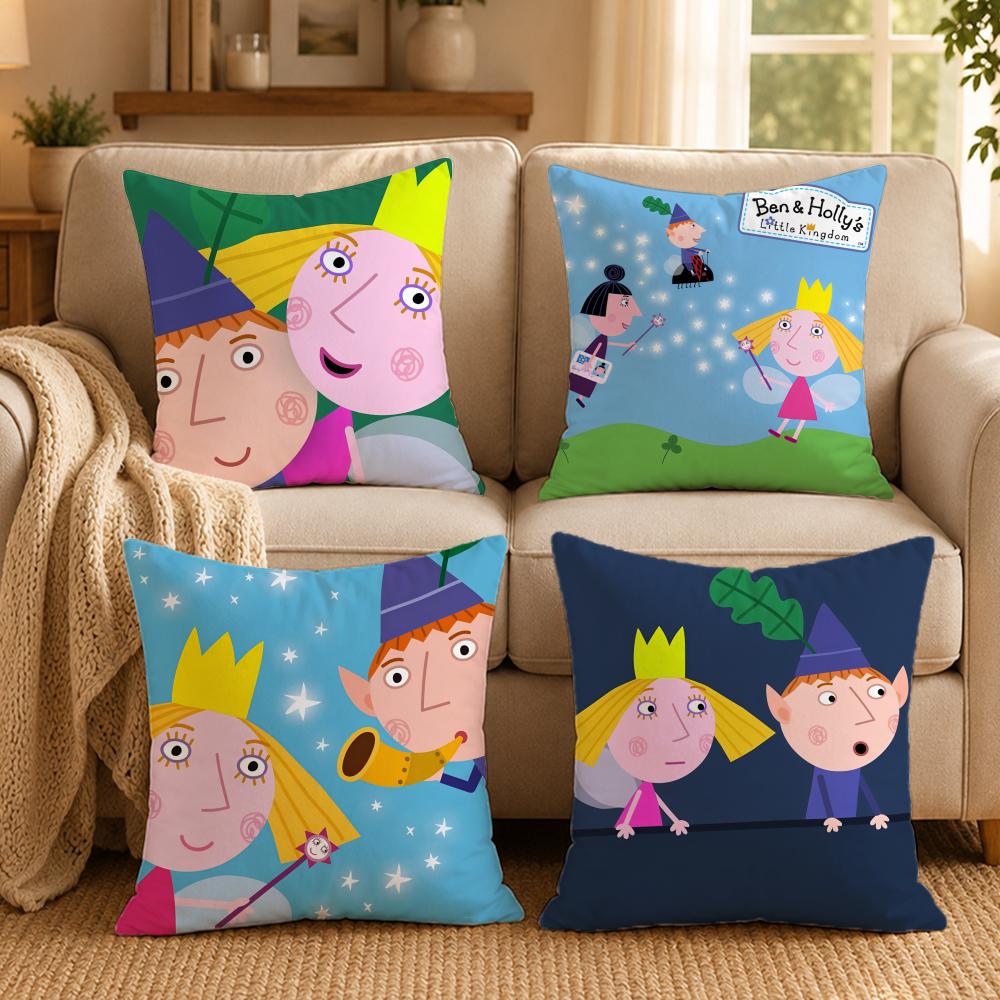 Housse de coussin dessin animé B-Ben Et Holly Petit Royaume Housse de coussin imprimée recto-verso Hypoallergénique Anti-acariens