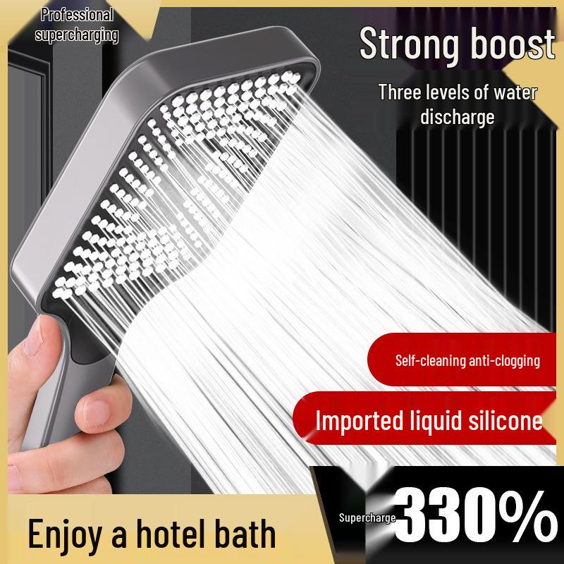 Supercharged Large Panel Handheld Multi-Function Shower Head with Filter