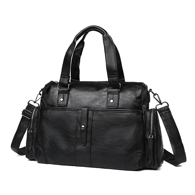 

Business Men S Handbag Short Trip Bag Pu Yoga Bag Fitness Bag Shoulder Bag Men S And Women S Messenger Bag коричневый