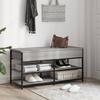VidaXL Banc à Chaussures, Étagère à Chaussures avec Pieds, Meuble à Chaussures avec Rangement Salon, Industriel, Sonoma Gris 839036