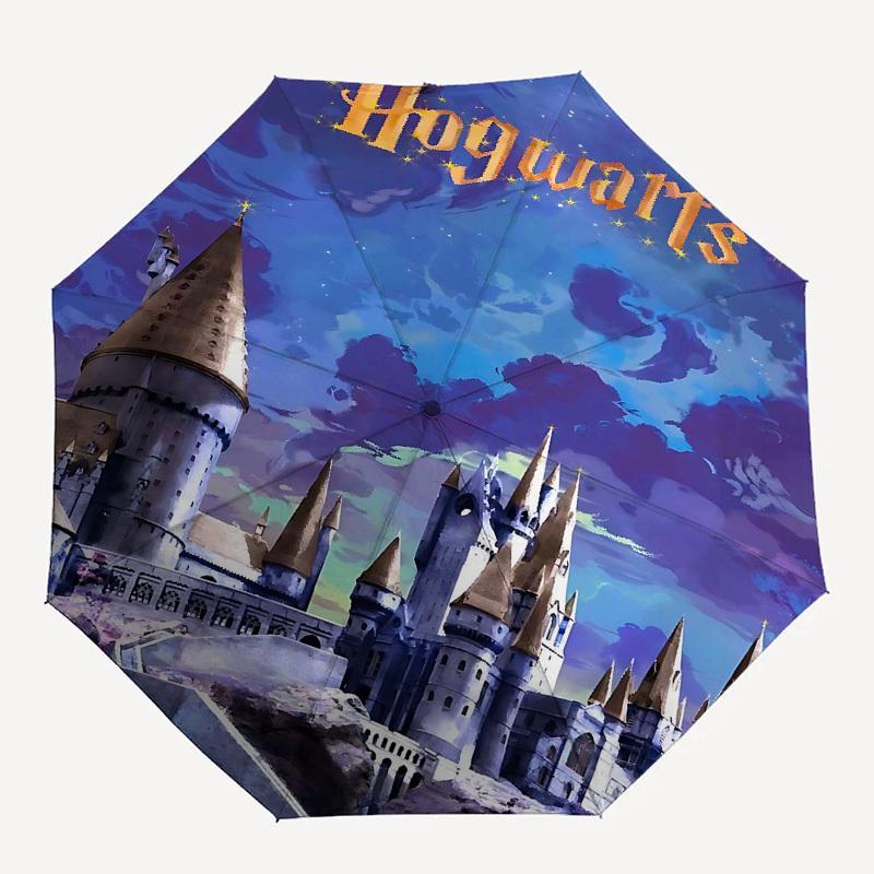 

1pc Hogwarts Harry Potter Automatic Folding Umbrella - Compact 8-Rib Design, Durable Plastic & Iron1343L