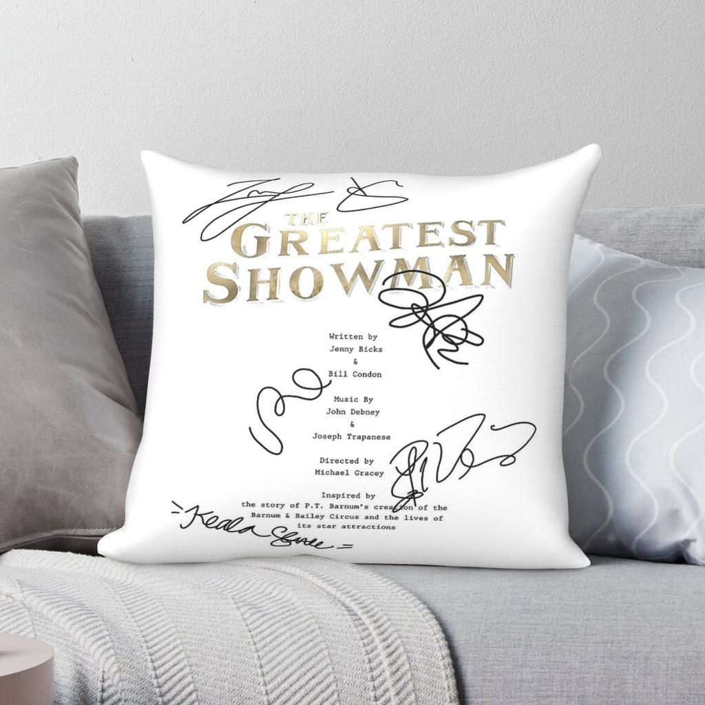 The Greatest Showman Script Square Pillowcase Polyester Linen Velvet Creative Decor Throw Pillow Case Sofa Seater Cover x